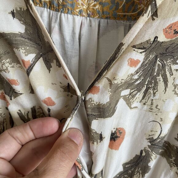 Current Air Patchwork Floral Fairy Earthy Boho Cottage Chic Tiered Midi Dress XS - Picture 8 of 13